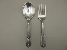 RARE! 4" BABY FORK & SPOON Vtg 1930s WM Rogers & Son AA IS Child Silverplate