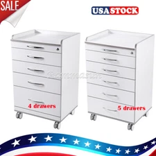 Dental Medical Rolling Tool Cart 4/5 Drawers Trolley Locking Wheels Cabinet