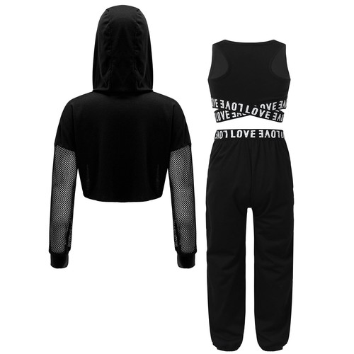 Kids Girls Outfits Long Sleeve Set Tops Suit Dance Costume Performance Hip-Hop - Picture 5 of 48