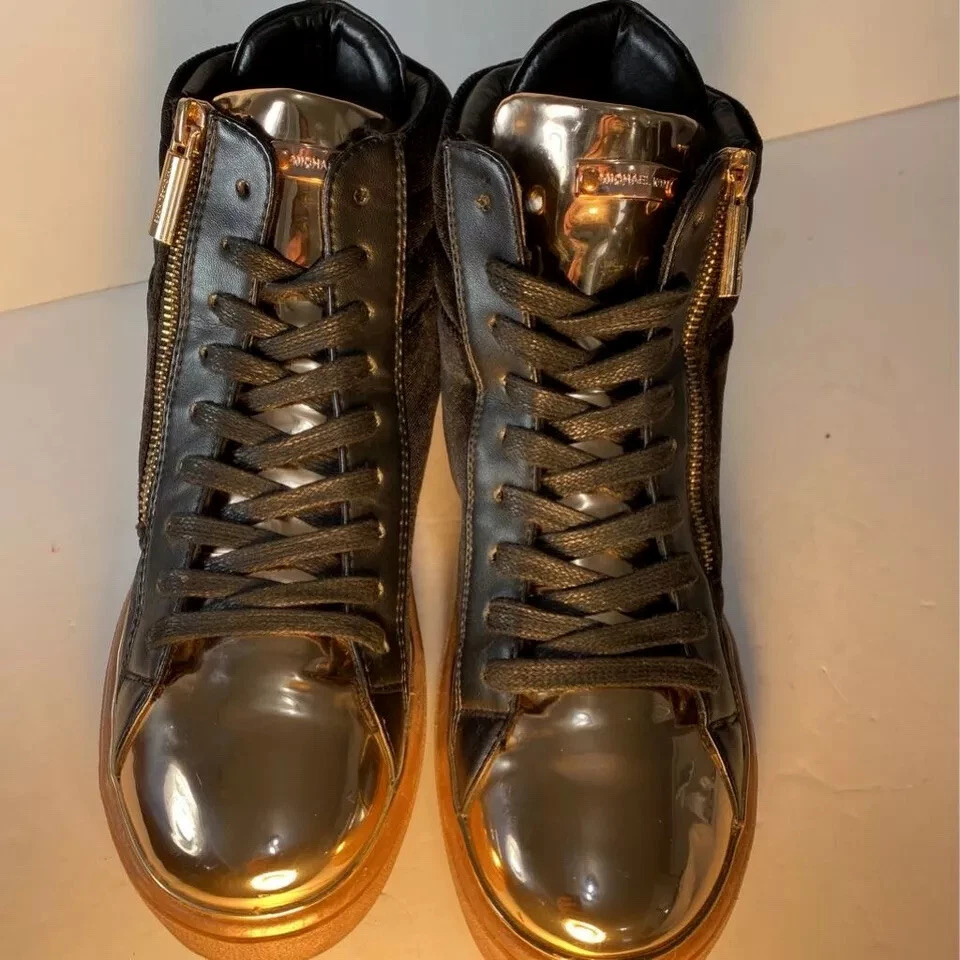 Michael kors high top cheap sneakers black and gold