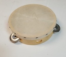 Tambourine 6 1/2 Inch With Double Metal Disc Heavy Vinyl Base Pre Owned Good