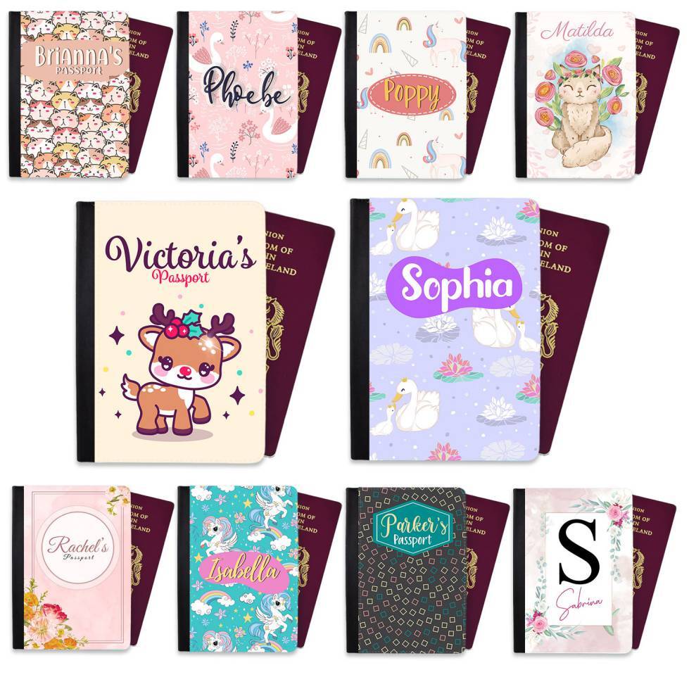 Accesorio de cubierta de pasaporte genérico personalizado cualquier nombre vacaciones niños 51