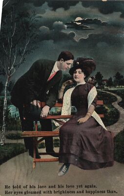 Lovers Couple Dating He Told Of His Love And Yet Again Antique Postcard 1908