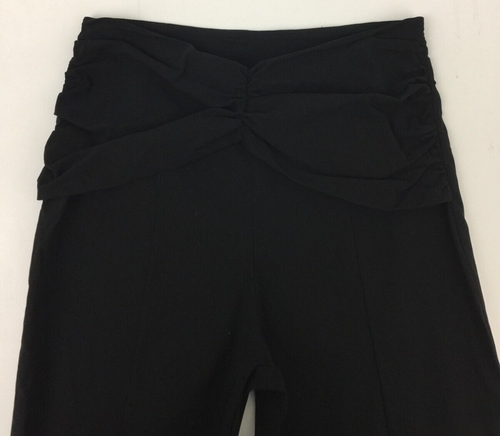 Boohoo Women's Trousers Size 14 Black Ruched Waist Stretchy Slits Used F1 - Picture 5 of 11