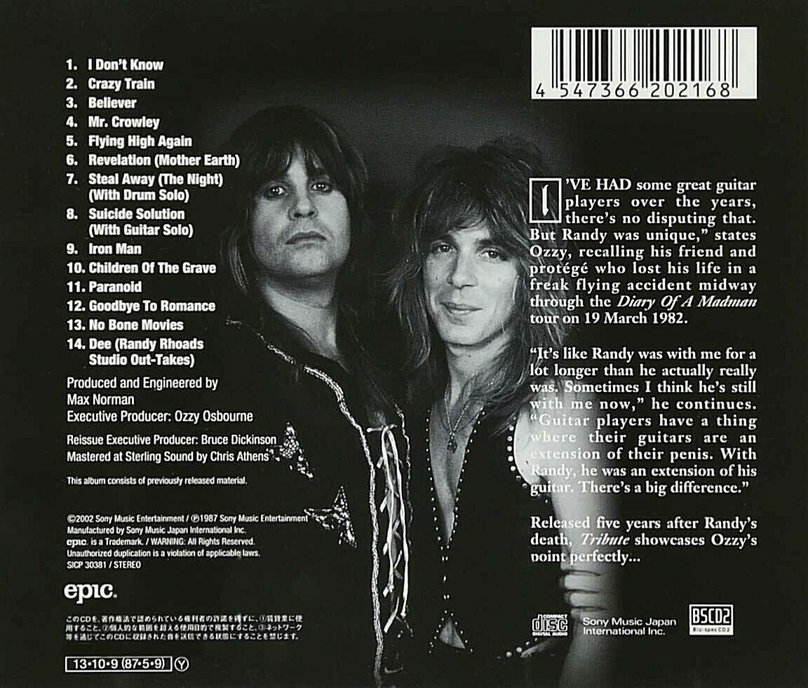 Ozzy Osbourne (Black Sabbath) NEW CD(BSCD2) Randy Rhoads Tribute