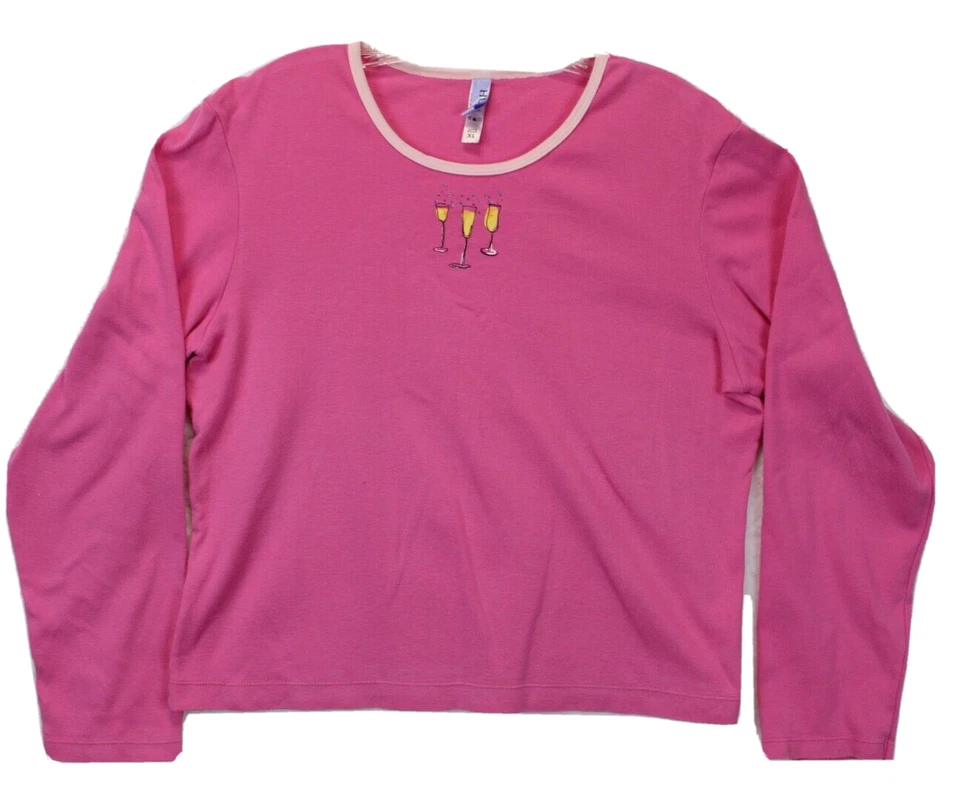 Hue Sleep Shirt Long Sleeve Pajamas Shorts Floral Women X Large 2 Pcs Sleepwear - Image 2 of 4