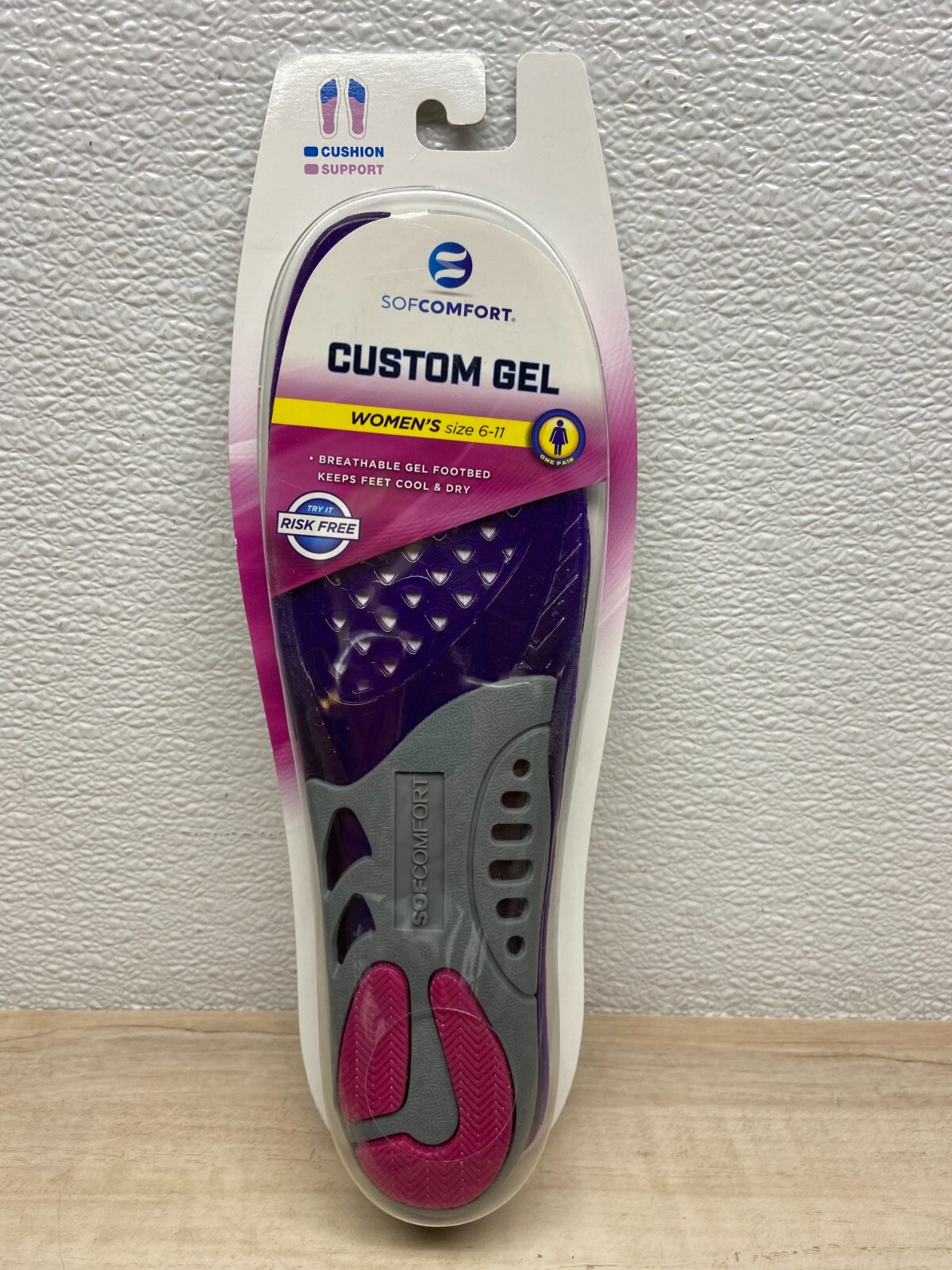 Sof Comfort Womens Custom Gel Breathable Insoles Size:6-11 One Pair New