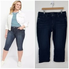NWT Lane Bryant Low Rise Super Stretch Capri Jeans Size 18 Blue Dark Wash