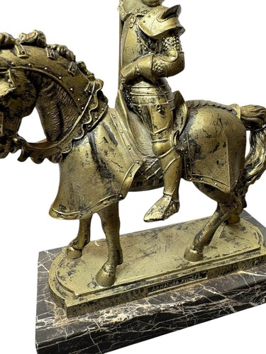 Medieval Knight FIGURINE Carrara Marble Base Depose Italy 114 Armatura XVI SEC - Picture 12 of 16
