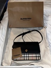 Burberry Black Checkered Shoulder Bag with Logo Accent  Brand Card