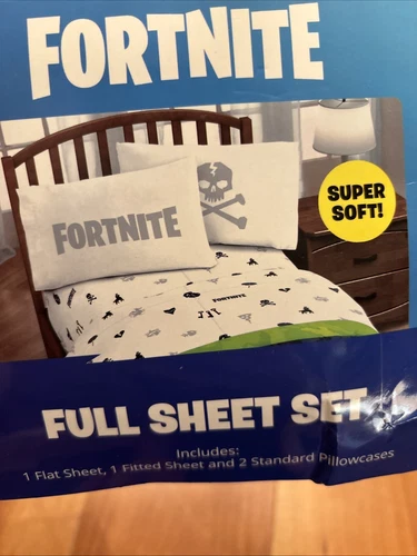 NEW Open Bag Fortnite 4-Piece Full Sheet Set Super Soft Gaming Boys Bedding