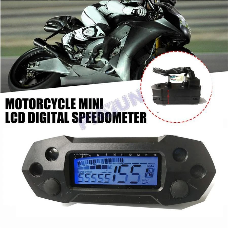Velocímetro digital LCD para moto scooter 12V odémetro tacómetro con sensor Foto 2 de 4