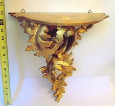 Vtg CARVED GILT Gold WOOD Wall Bracket SHELF Baroque Rococo style
