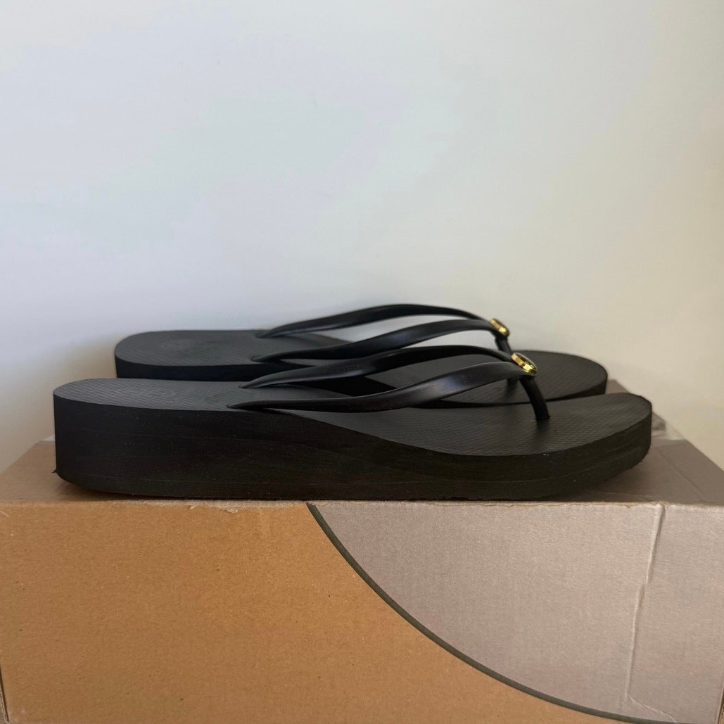 PANTOFOLA D’ORO Tory Burch sandali ciabatte donna plateau nero oro W 9 5