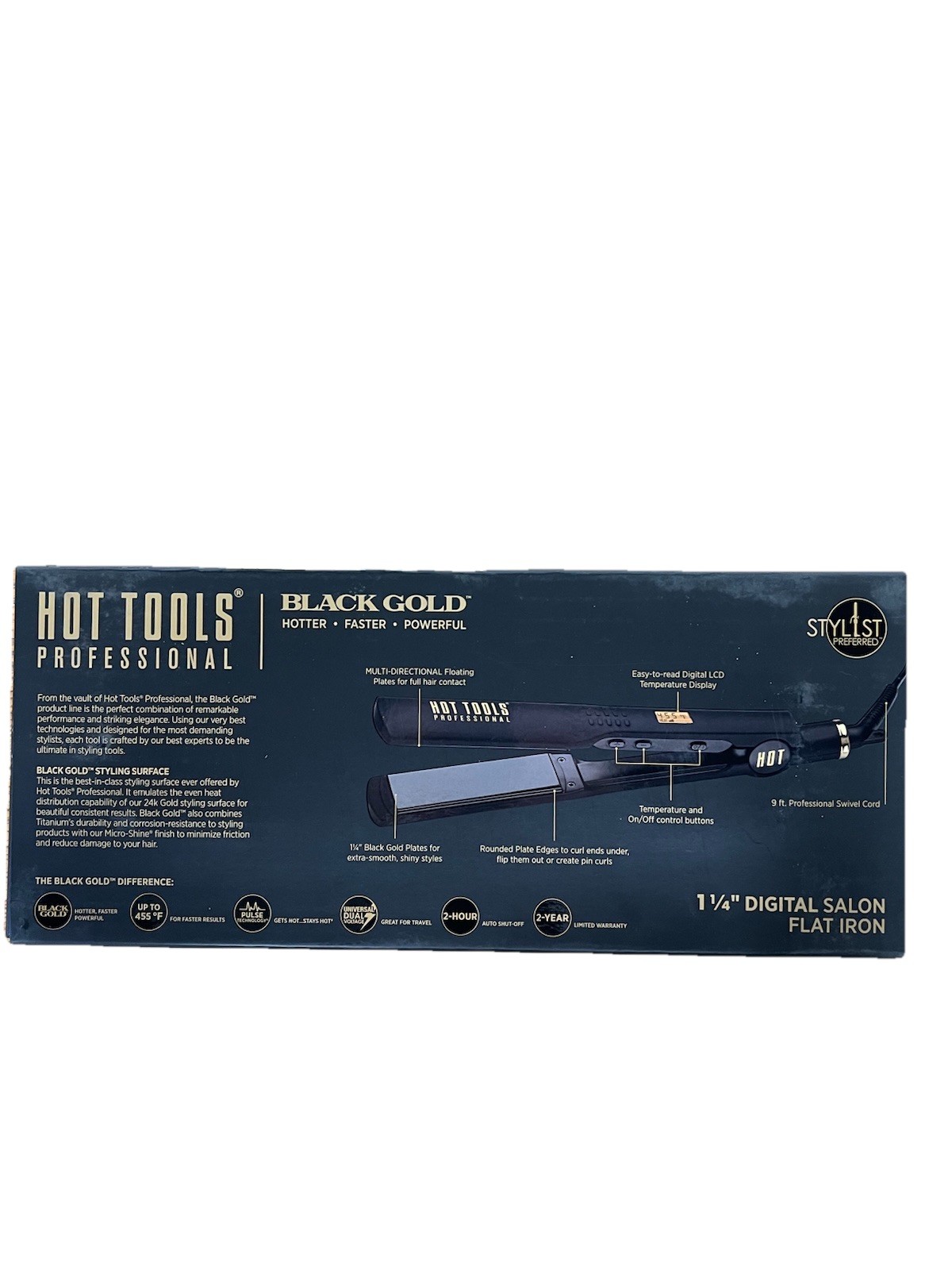 Hot Tools Professional Black Gold 1-1/4” Digital Salon Flat Hair Iron HT7117BG