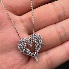 Heart Shape Pendant Necklace 2CT Round Moissanite 14k White Gold Plated