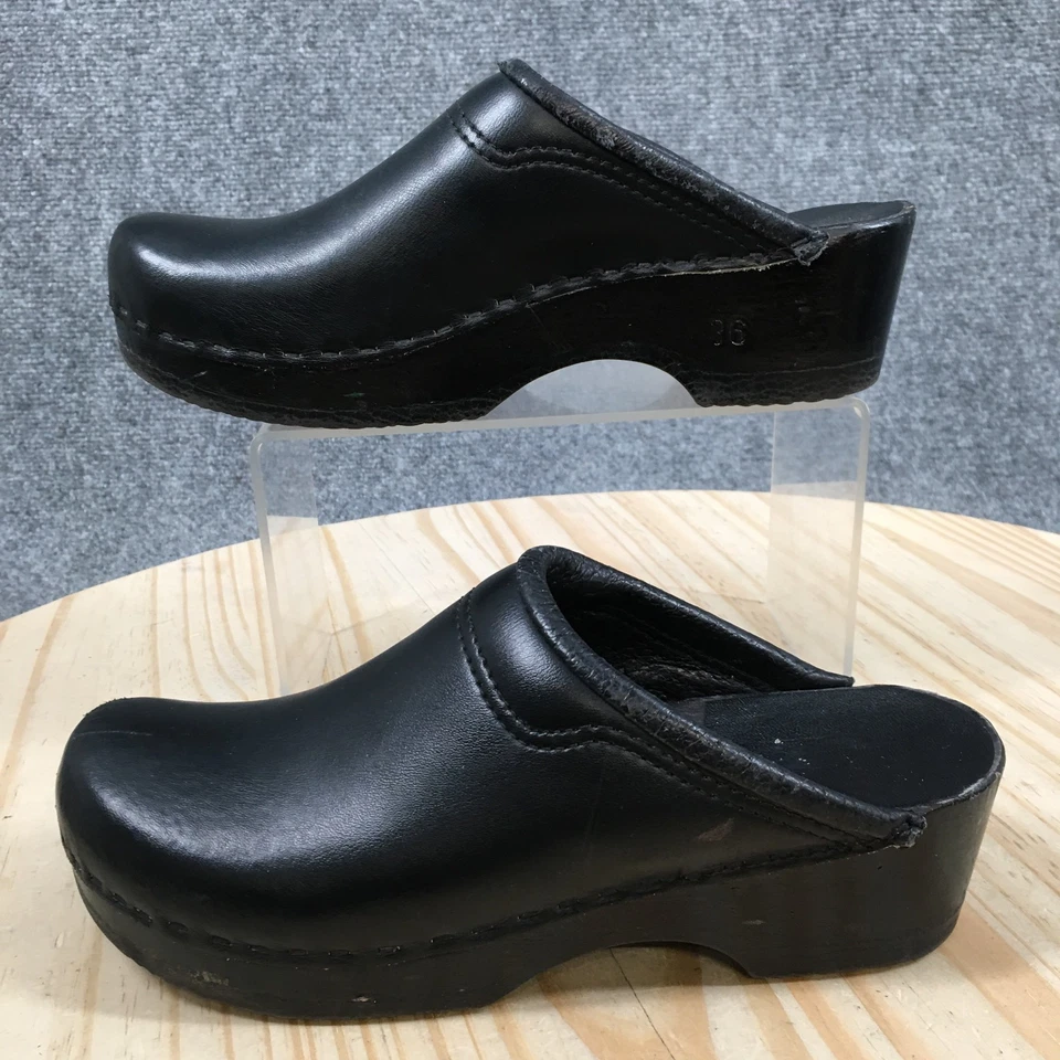 Sanita Original Womens 36 Black Leather Slip On Comfort Nursing Clogs Denmark - Image 2 of 4