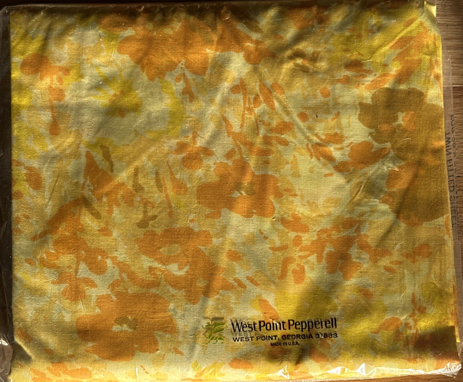 VTG West Point Pepperell TWIN FITTED SHEET Flowers Orange MCM Percale Irregular