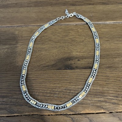 Stella & Dot Luna Triple Wickelarmband / Halskette Metall silber & goldfarben 