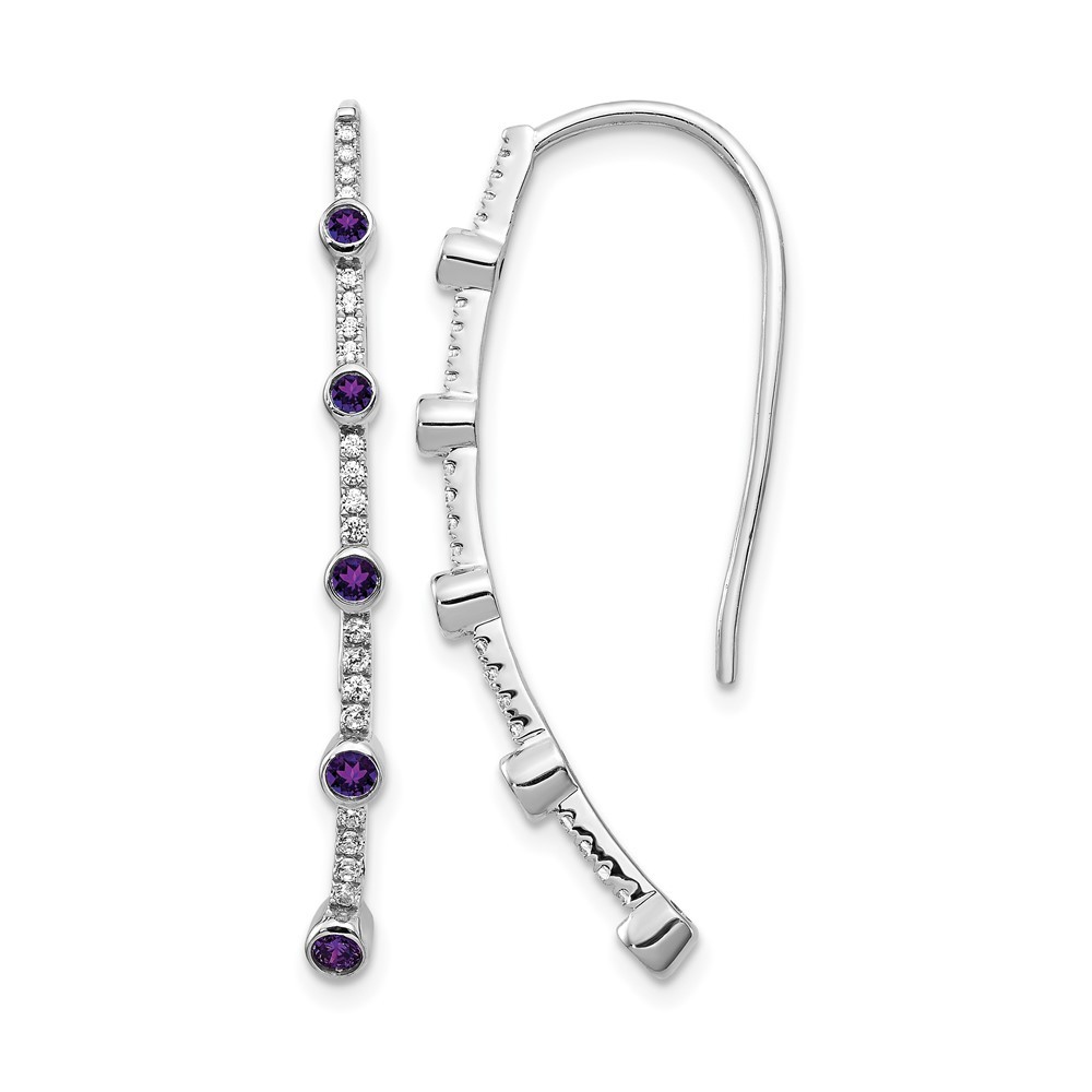 14k White Gold Diamond and Amethyst Drop & Dangle Earrings