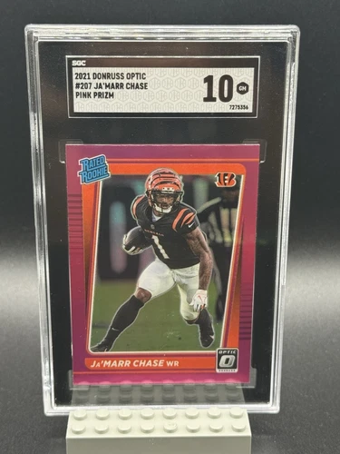 🔥2021 Panini Optic Rated Rookie Ja'Marr Chase #207 Pink Prizm (RC) SGC 10 💎
