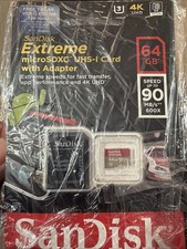 SanDisk Extreme 64GB Class 10 -microSDXC UHS-1 Card w/adapter App Perf 4K UHD.