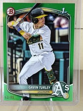 2025 Bowman Draft #BD-28 Gavin Turley 1st GREEN Paper Parallel /99 Athletics