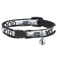 Cat Collar Breakaway with Bell Orgeon MT. HOOD Scenery White/Grays NARROW Fits 8