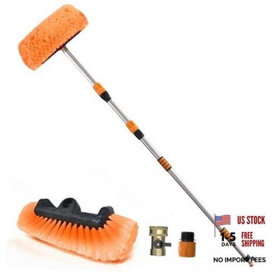 12FT Car Wash Brush with Long Handle, 12-Inch Soft Bristle Car Cleaning Orange