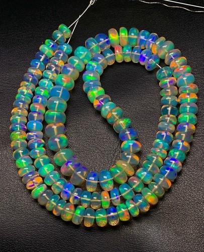 Top Grade!! Quality Natural Ethiopian Opal Gemstone,Smooth Roundel Beads 6-8 MM - Picture 15 of 18