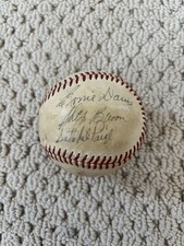 Satchel Paige Ernie Davis Signed Texas League Baseball BAS Auto Cleveland HOF 