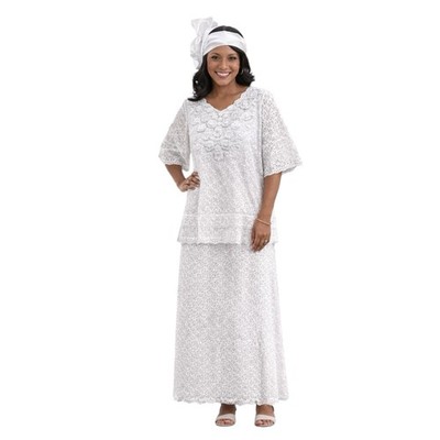 White 3 Piece Set All White African Dress Lace Set Ankara Set