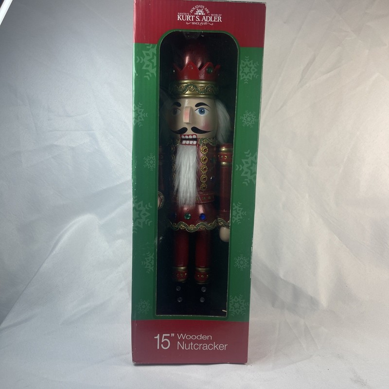 Kurt S Adler 15” Wooden Nutcracker Red Jacket Christmas Santa's World New In Box