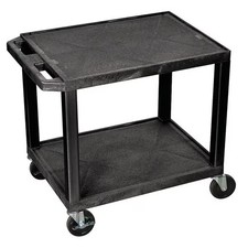Utility Cart with Lipped Plastic Shelves, Thermoplastic Resin, 200 lb Load