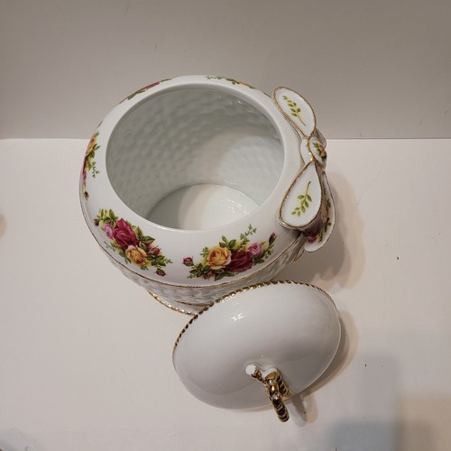 Royal Albert Old Country Roses Large Biscuit Box Ribbon Cookies Jar Vintage - Picture 6 of 7