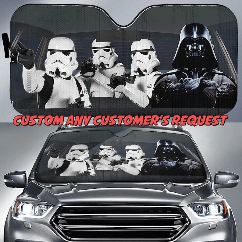 Personalize Starwars Sunshade Windshield, Custom Request Darth Vader Galaxy Car
