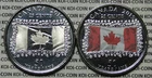 BU UNC 2015 Canada Flag 2x 25 cent quarter red & plain no color 2 coins set