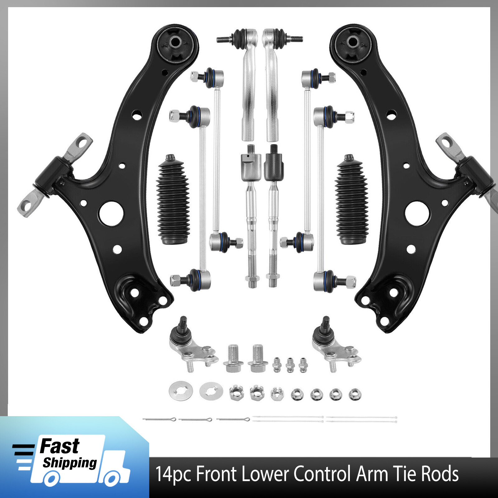 2007-2012 Toyota Camry 14PC Front Suspension Control Arm Ball Joint Sway Bar Kit