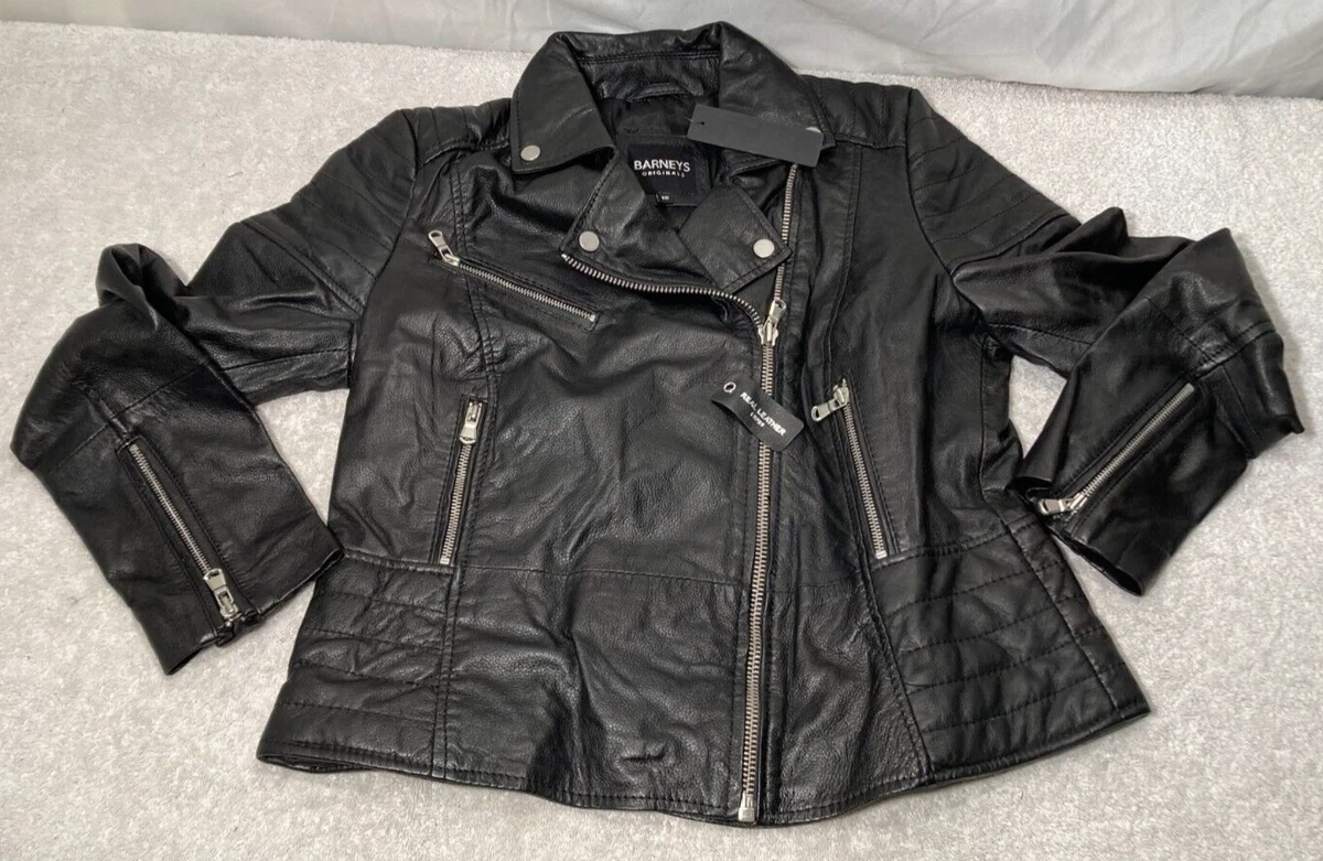 Barney's original quilted shop real leather biker jacket