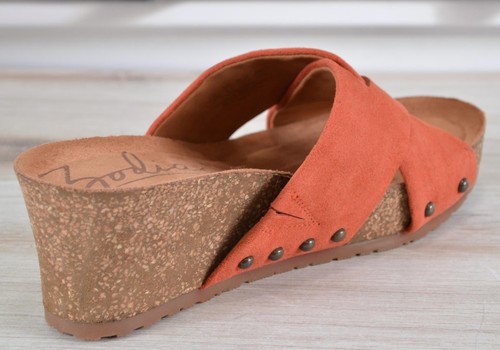 NEW Zodiac Shoes Women's MILA Criss Cross Wedge Slides Sandals Size 7.5 GINGER - Picture 4 of 10