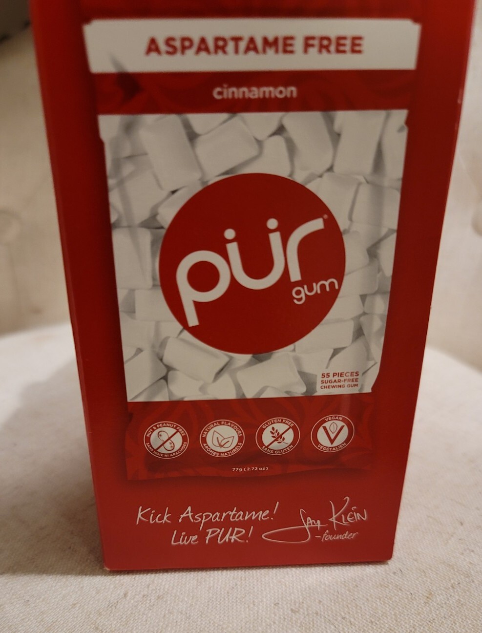 PUR Xylitol Chewing Gum Cinnamon Free Of Sugar Aspartame Nut Gluten