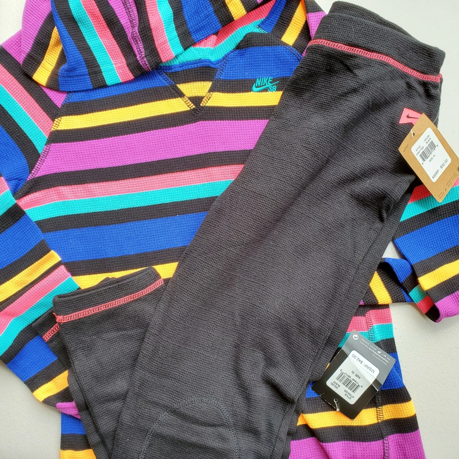 Nike Girls Extra Large XL Waffle Leggings ~ Tunic Top Hoodie $72 Purple Black