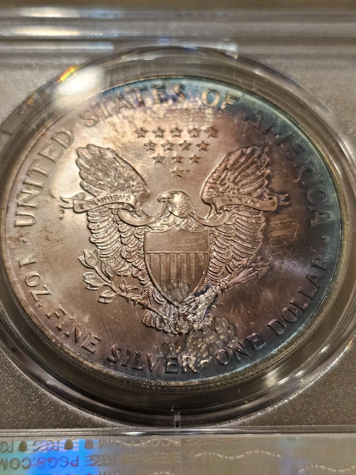 🌈 MONSTER RAINBOW TONER 2001 American Silver Eagle ms68 pcgs .999fs ASE 🌈 - Image 4 of 4