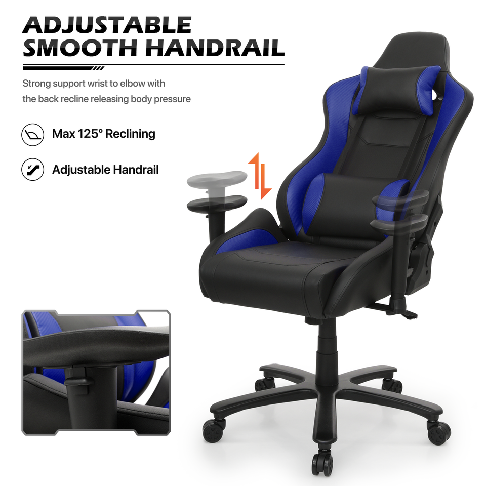 Blue Gaming Racing Computer Chair[CARBON FIBER FABRIC]Ergonomic Swivel ...