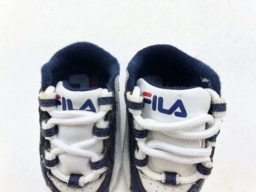 1997 Crib Fila Grant Hill IV Sz 2C White Navy Red Leather Shoes Vtg Baby Newborn - Picture 6 of 9