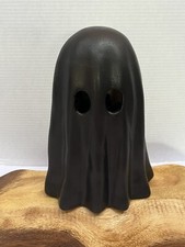 NEW Ceramic Matte Black Ghost 10.25in Light Up Halloween Decor NWT