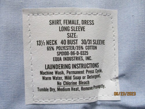 NUEVO/NOS-Camisa Azul Mujer Manga Larga, Talla 13.5" Cuello, 40" Busto, 30/31" Slv - Imagen 6 de 8