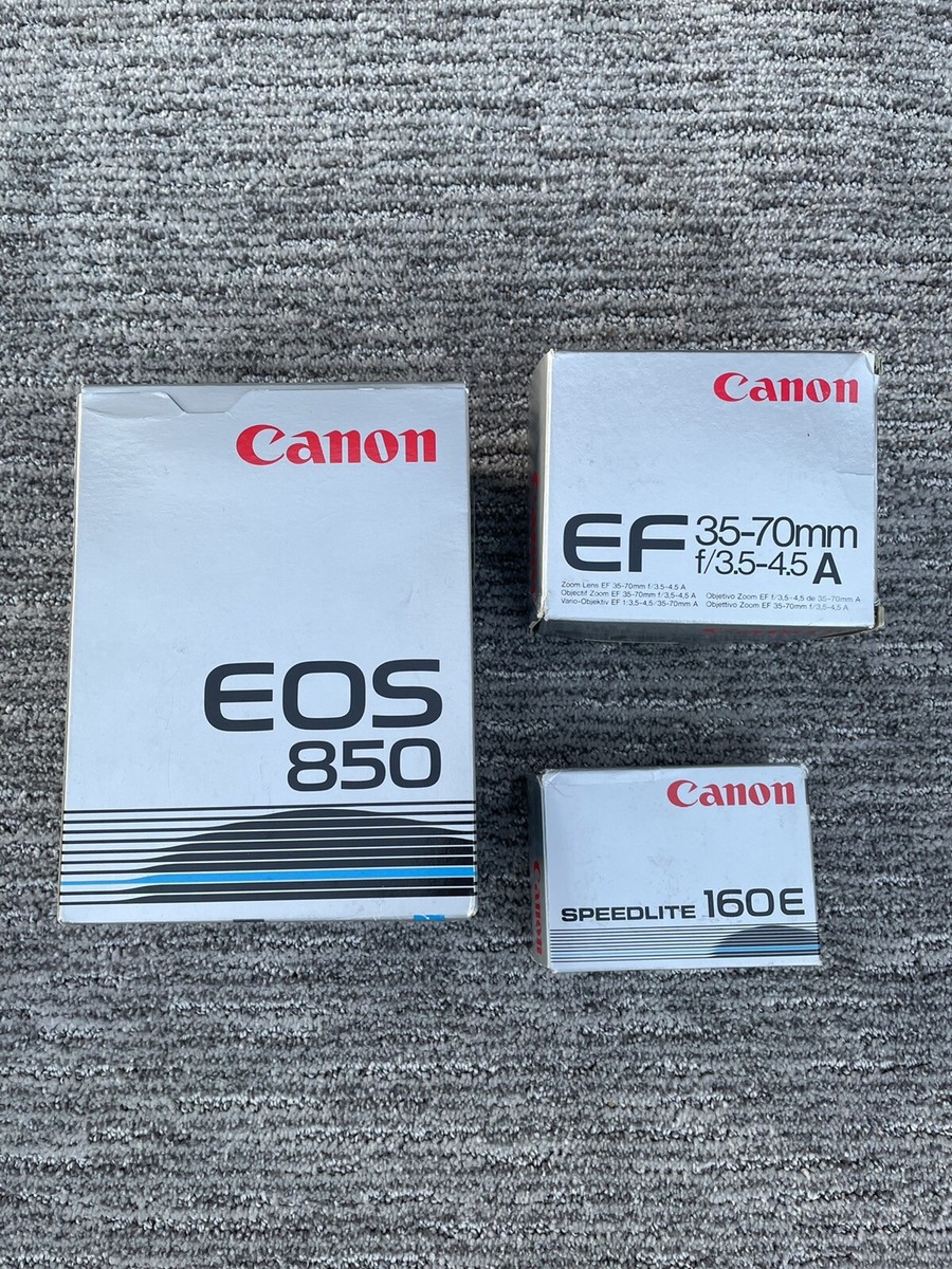 CANON EOS 850 Film Camera, EF 35-70mm Lens/Cover, Speedlite 160E
