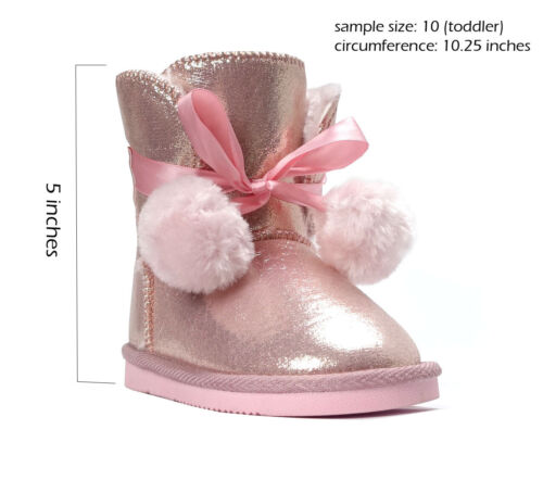 NUEVO Niñas Pequeñas Botas de Nieve Acento con Hebilla Unisex Invierno Tacón Plano Zapatos Piel Imitada - Imagen 34 de 37