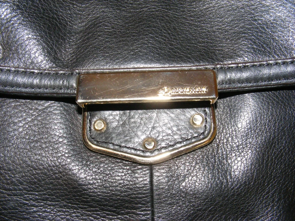 Bolso de Mano B Makowsky Cuero Negro Grande Estilo Hobo Mango Dble Bolsa Exterior con Cremallera Foto 2 de 4